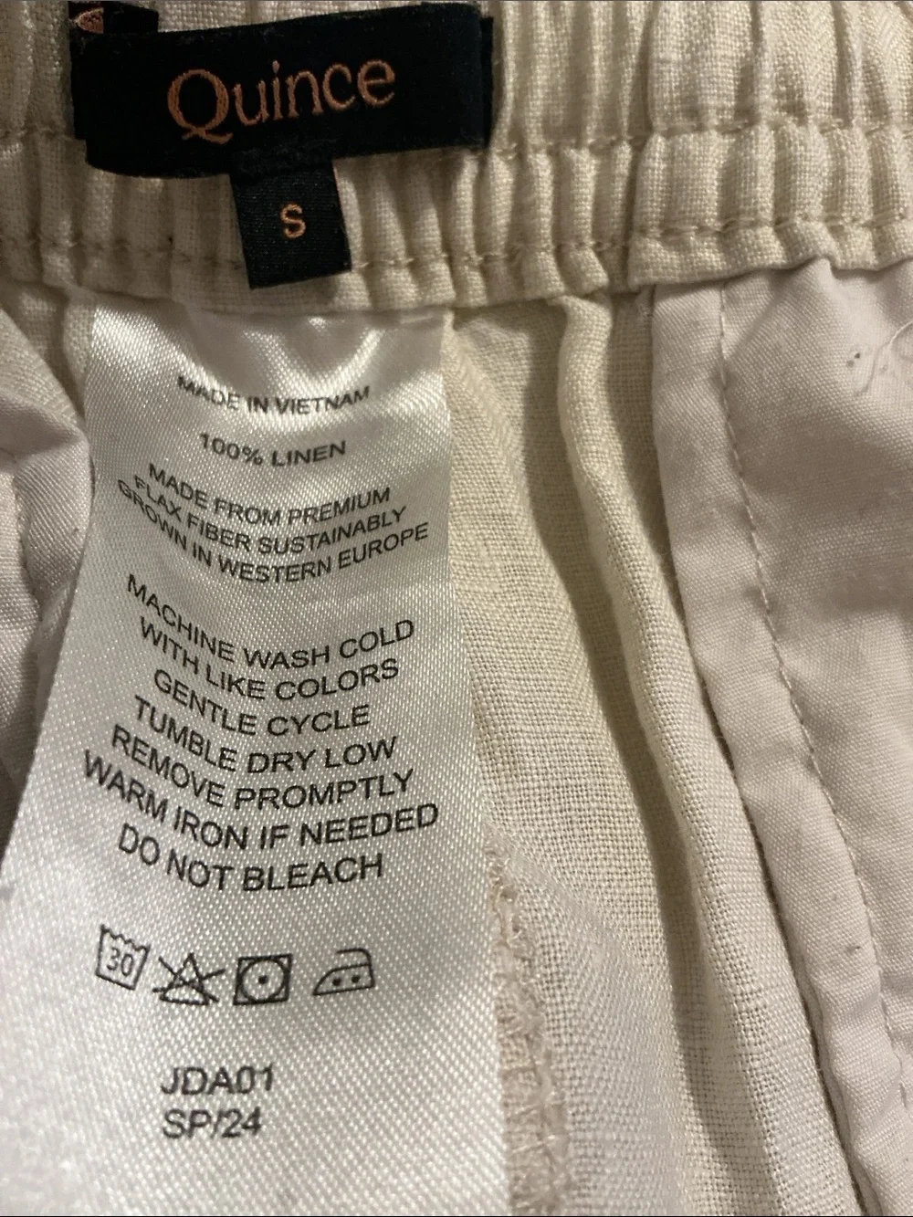 Quince Casual Drawstring 100% European Linen Shorts- Khaki - Picture 5 of 5